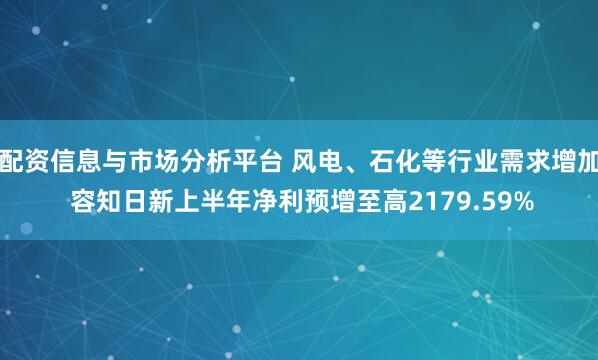 配资信息与市场分析平台 风电、石化等行业需求增加 容知日新上半年净利预增至高2179.59%